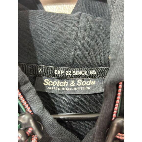 Scotch & Soda Black Graphic Red Flower Embroidered Hoodie Sweatshirt Men's Large - Picture 9 of 14